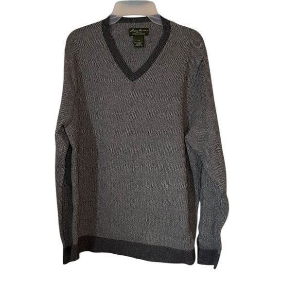 🌹 EDDIE BAUER COTTON CASHMERE V NECK SWEATER - Picture 1 of 3
